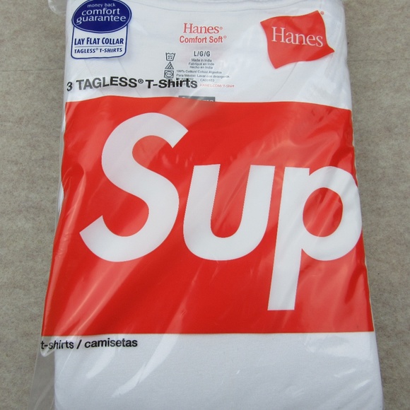 Hanes | Shirts | Supreme Hanes Tagless Tshirts White Large 3 Pack ...